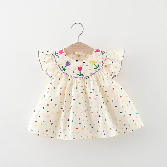 Cotton Flower Embroidery Comfortable Baby Dress