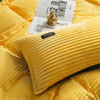 Thick Solid Color Velvet Duvet Cover Winter Warmth Bedding Set