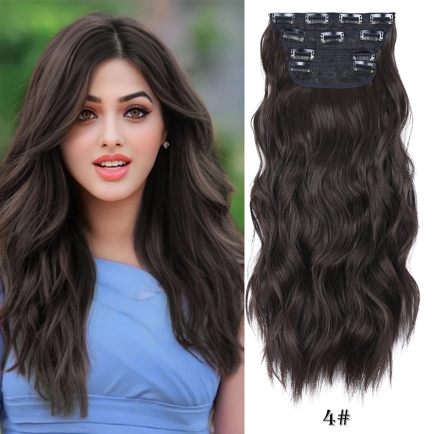 Synthetic  Hair Extensions Long Wavy 4Pcs/Set Piece 11 Clip-In Hairpieces