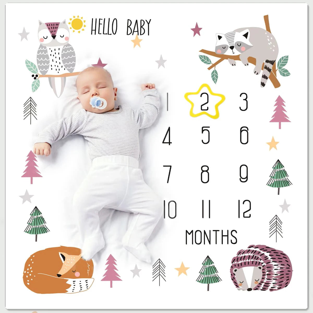 Newborn Milestone Blankets Baby Monthly Growth