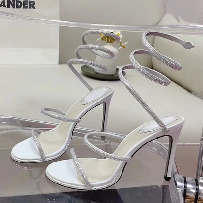 Fashion Summer Snake Twine Around Crystal Women Sandals