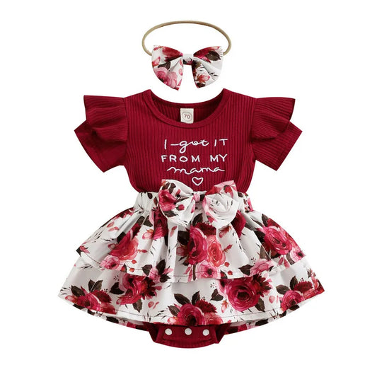 Newborn Baby Girls Bodysuit with Headband