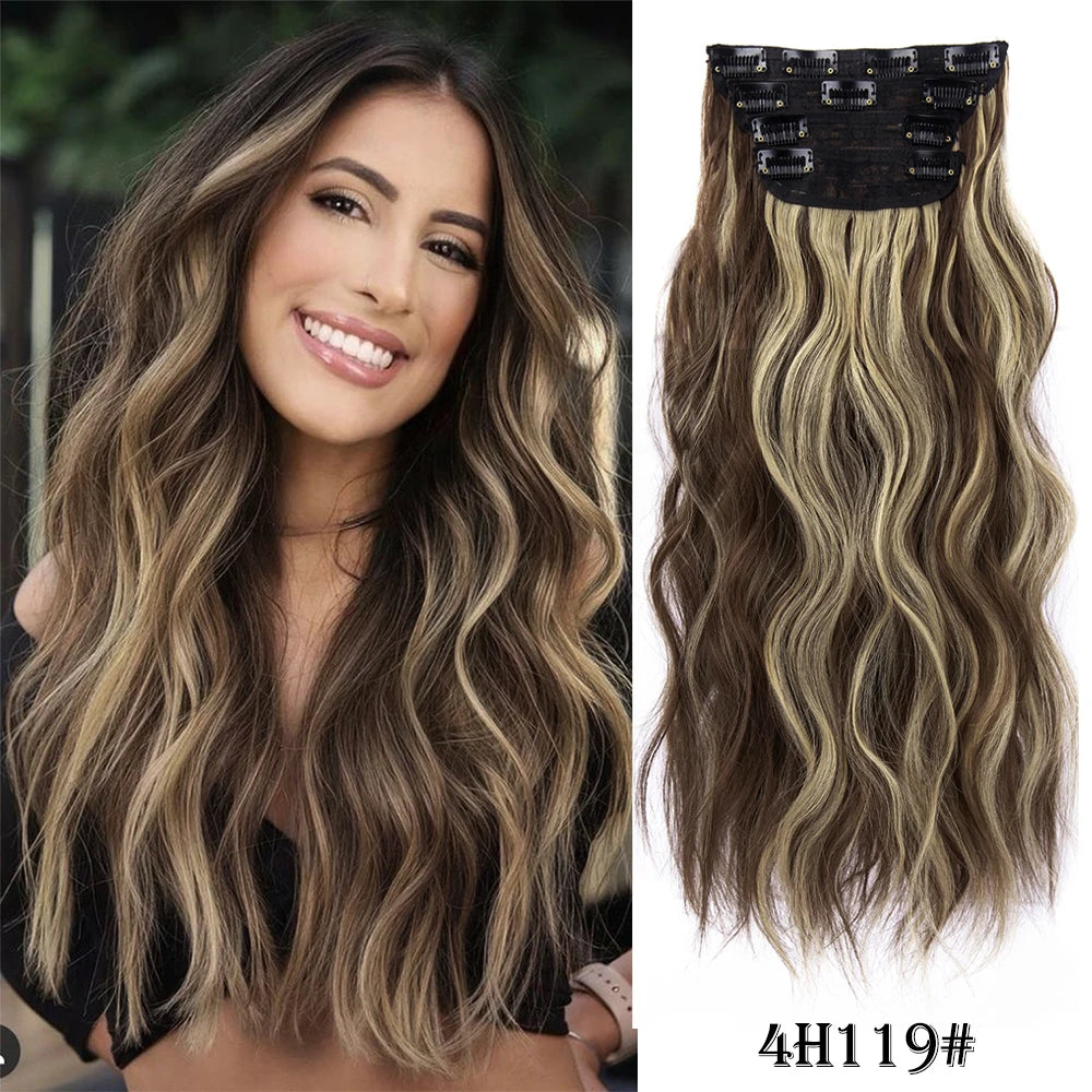 Synthetic  Hair Extensions Long Wavy 4Pcs/Set Piece 11 Clip-In Hairpieces