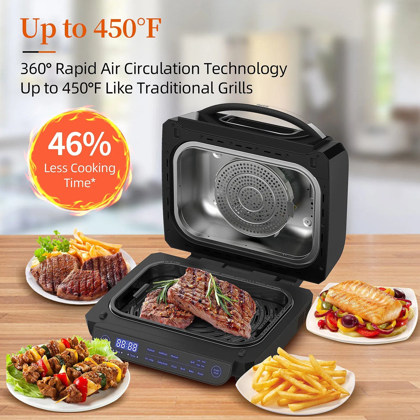 8 in 1 6L Capacity Touch Control Electric Hot Air Fryer Grill