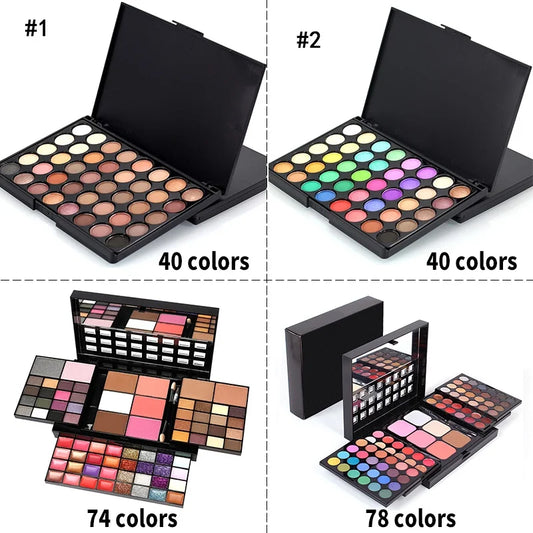 40/74/78 Colors Glitter Eyeshadow Palette Matte Waterproof Long Lasting