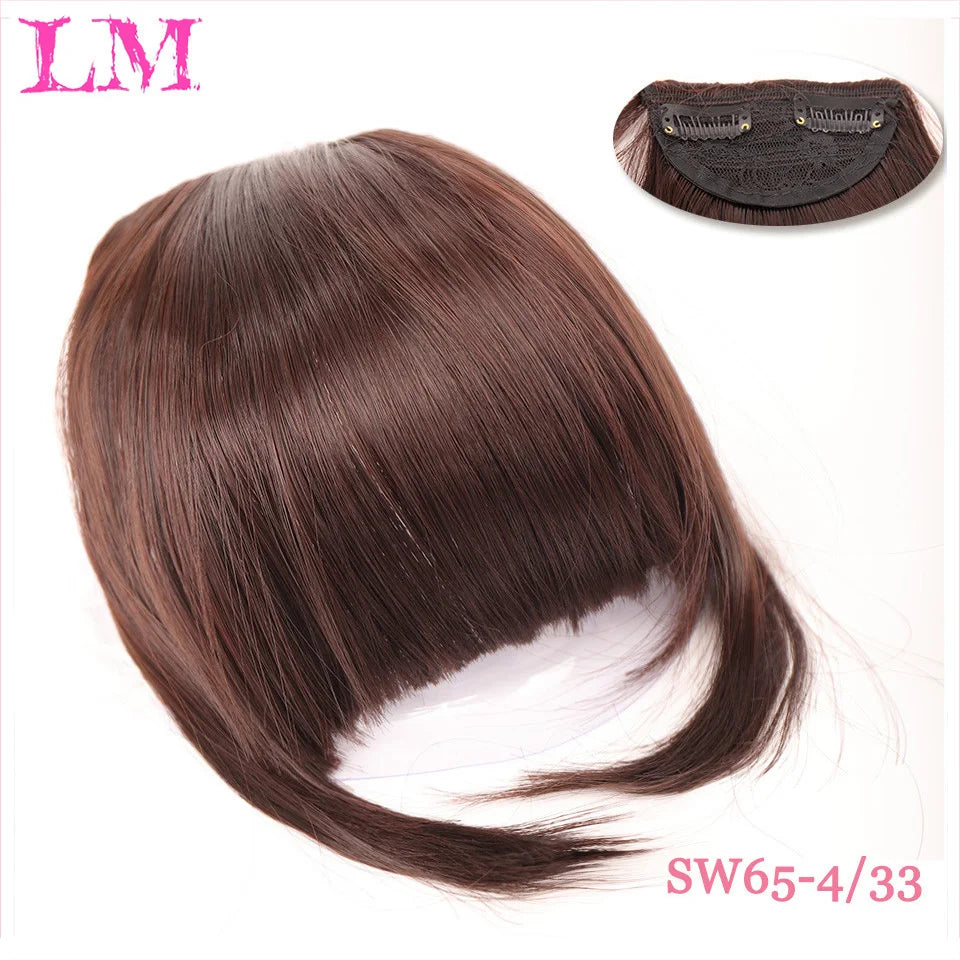 Fiber Brown Women Clip-In Full Bangs With Fringe Of Hair 6 Inch