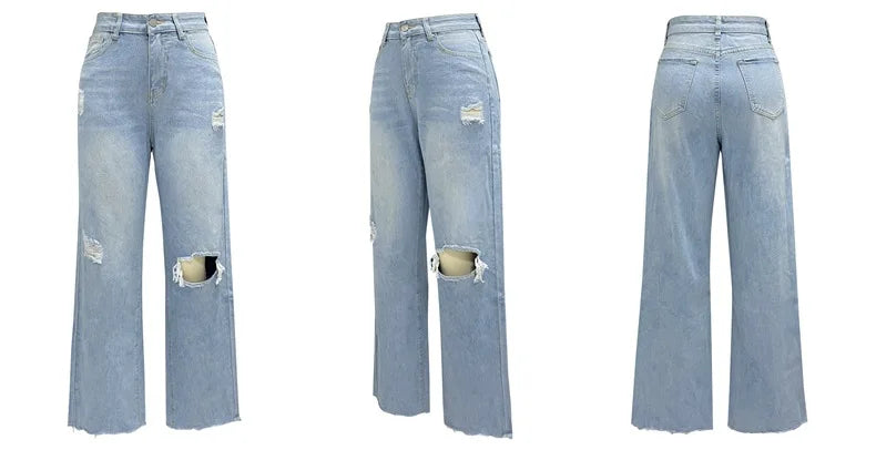 Women Jeans Wide Leg Pants Denim High Waist