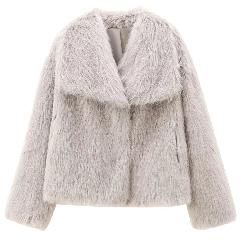 Women's Fur Coat Women  Plush Burgundy Bomber Jacket
