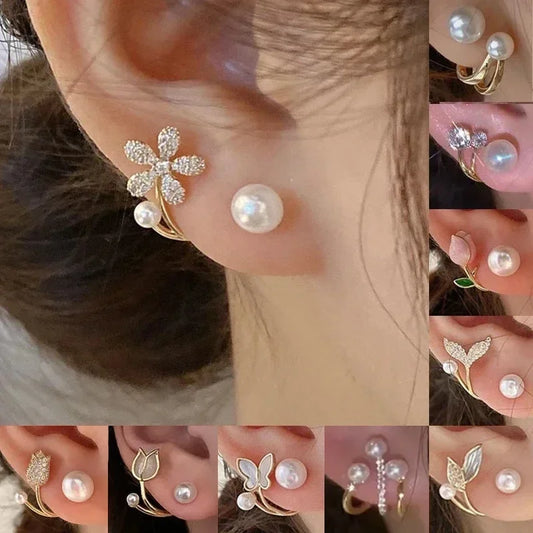 Vintage Imitate Pearl Crystal Earrings for Women