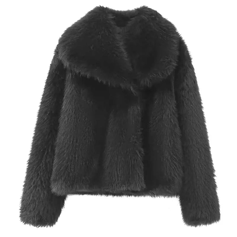 Women's Fur Coat Women  Plush Burgundy Bomber Jacket